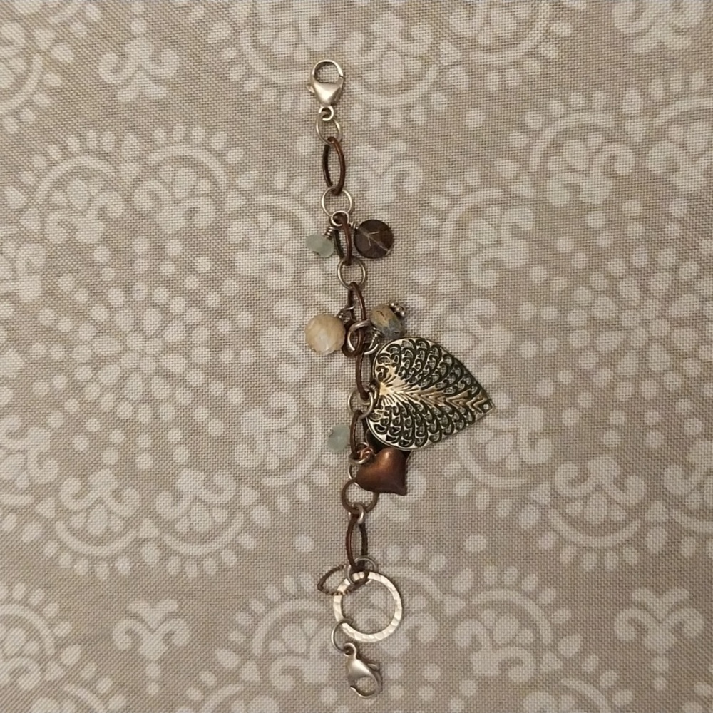 Leaf Charm Bracelet in Gold and Silver
